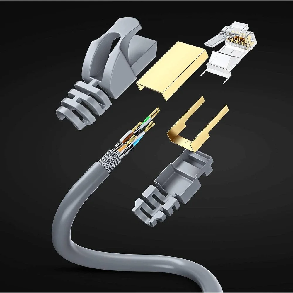 Maximm Cat7 Ethernet Cable - 1.5FT - 3 Pack - Grey - 10Gbps - 600Mhz High Speed